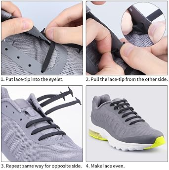 HOMAR No Tie Shoelaces for Kids and Adults Stretch Silicone Elastic No Tie Shoe Laces