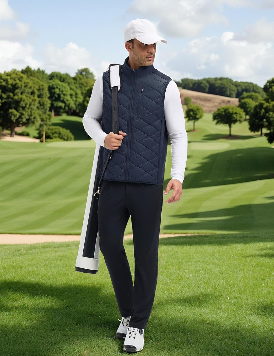 baleaf Men's Puffer Vest Outerwear Golf Sleeveless Jacket Winter Warm Lightweight Pockets Windproof - Image 3