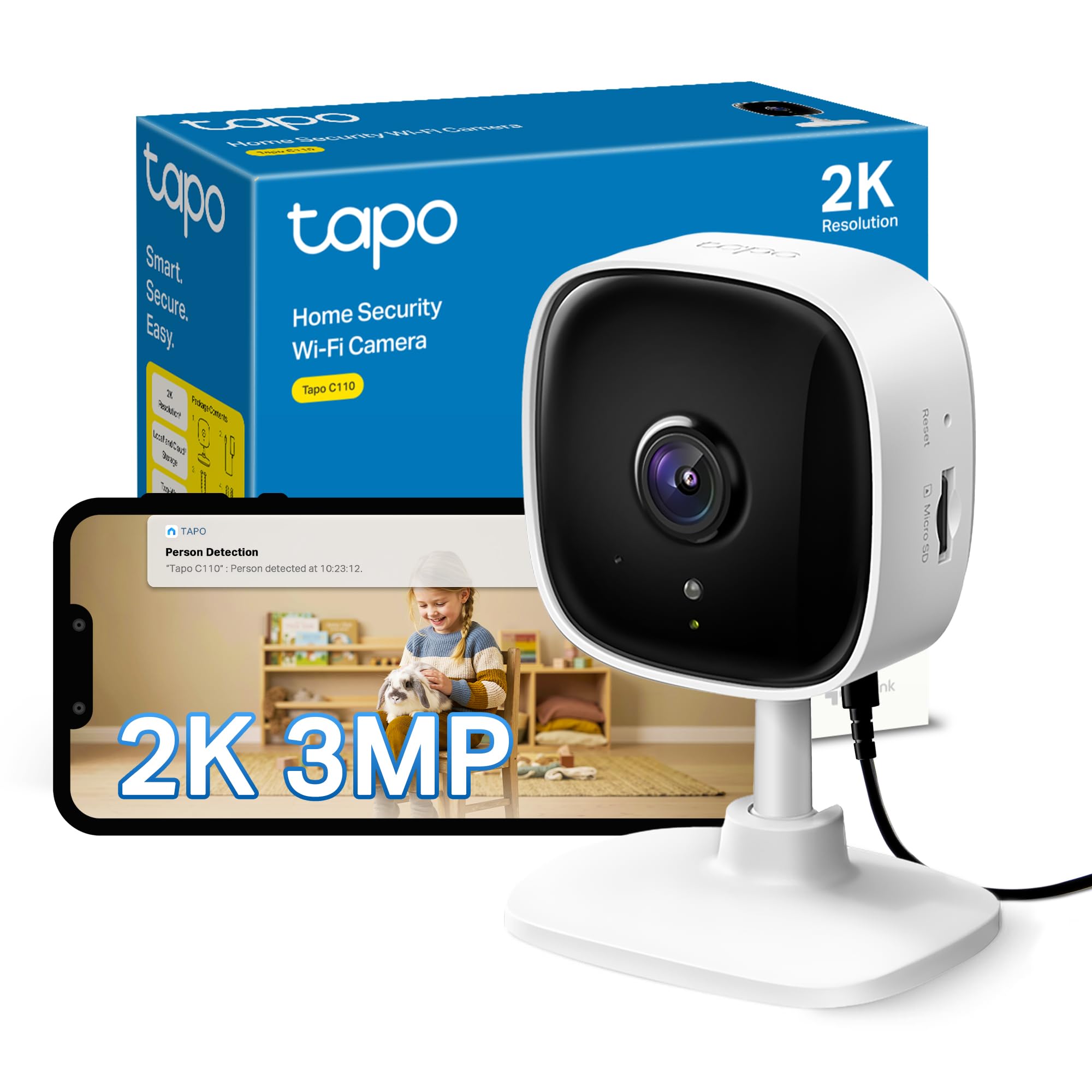 Tapo C110 2K 3MP Indoor Security Camera Pet Camera Dog Camera