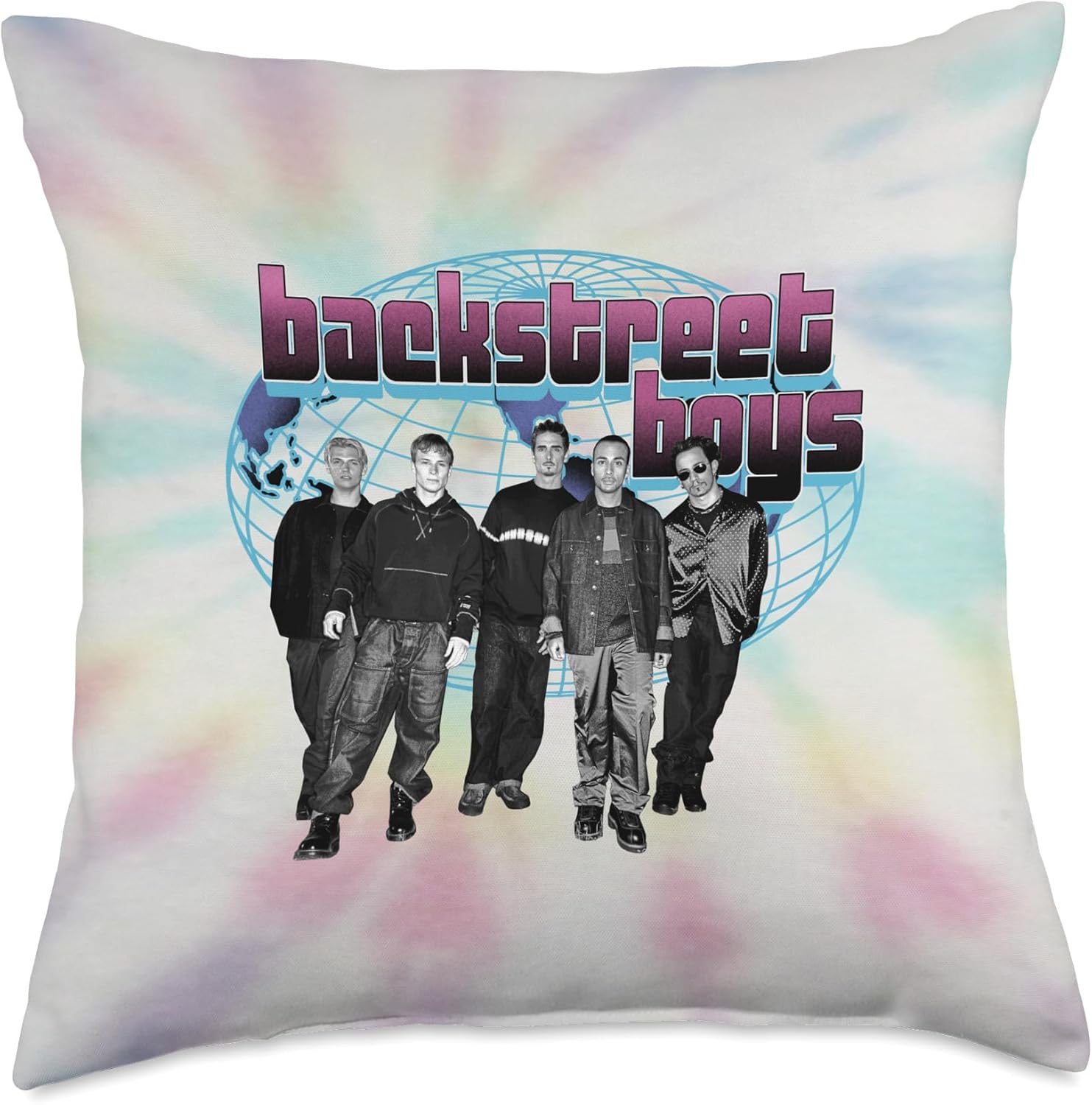 Backstreet Boys Globe Vintage Tie Dye Throw Pillow
