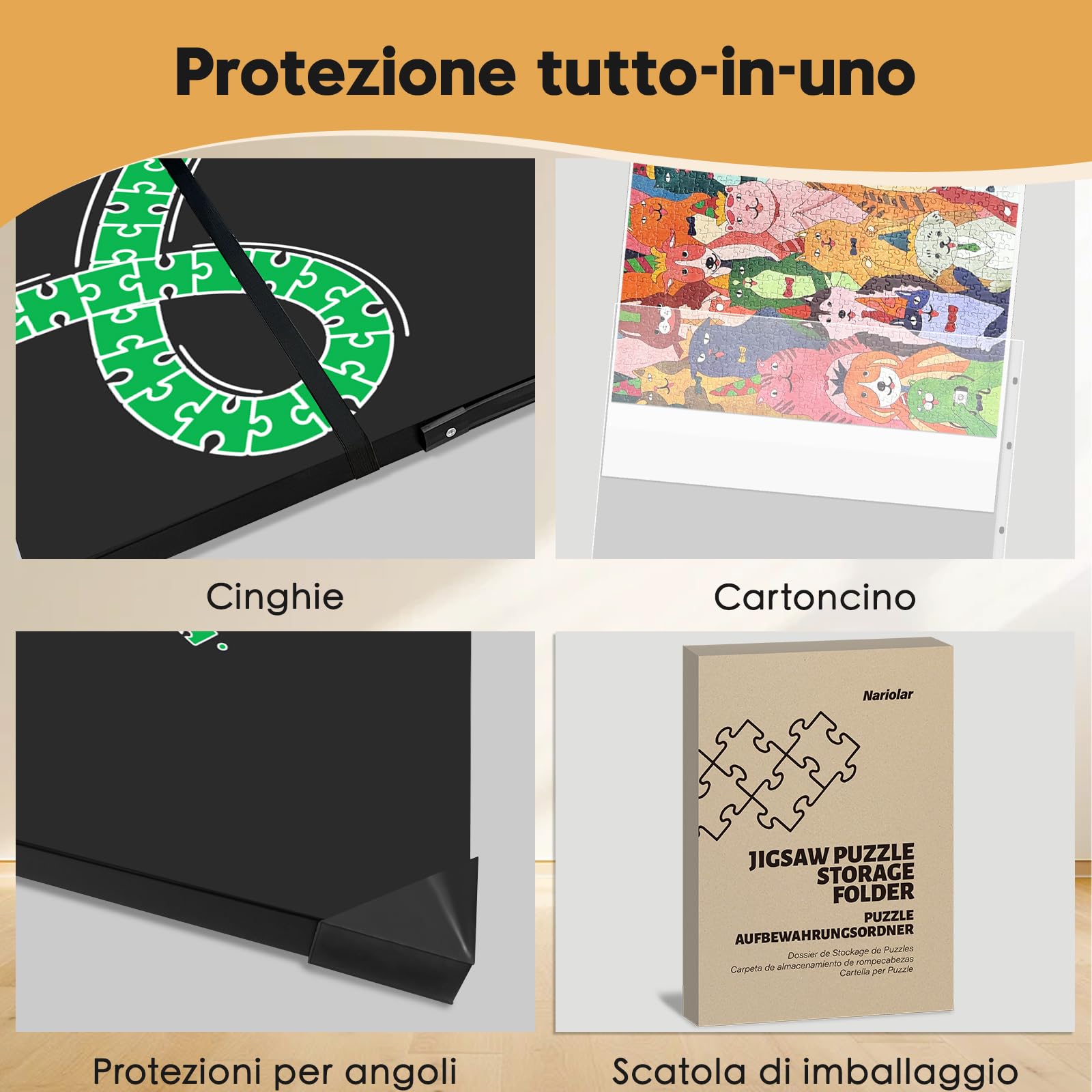 Nariolar Cartella porta puzzle per 1000 pezzi, 15 tasche HD, antipolvere e protettiva, l'accessorio ideale per 30 puzzle