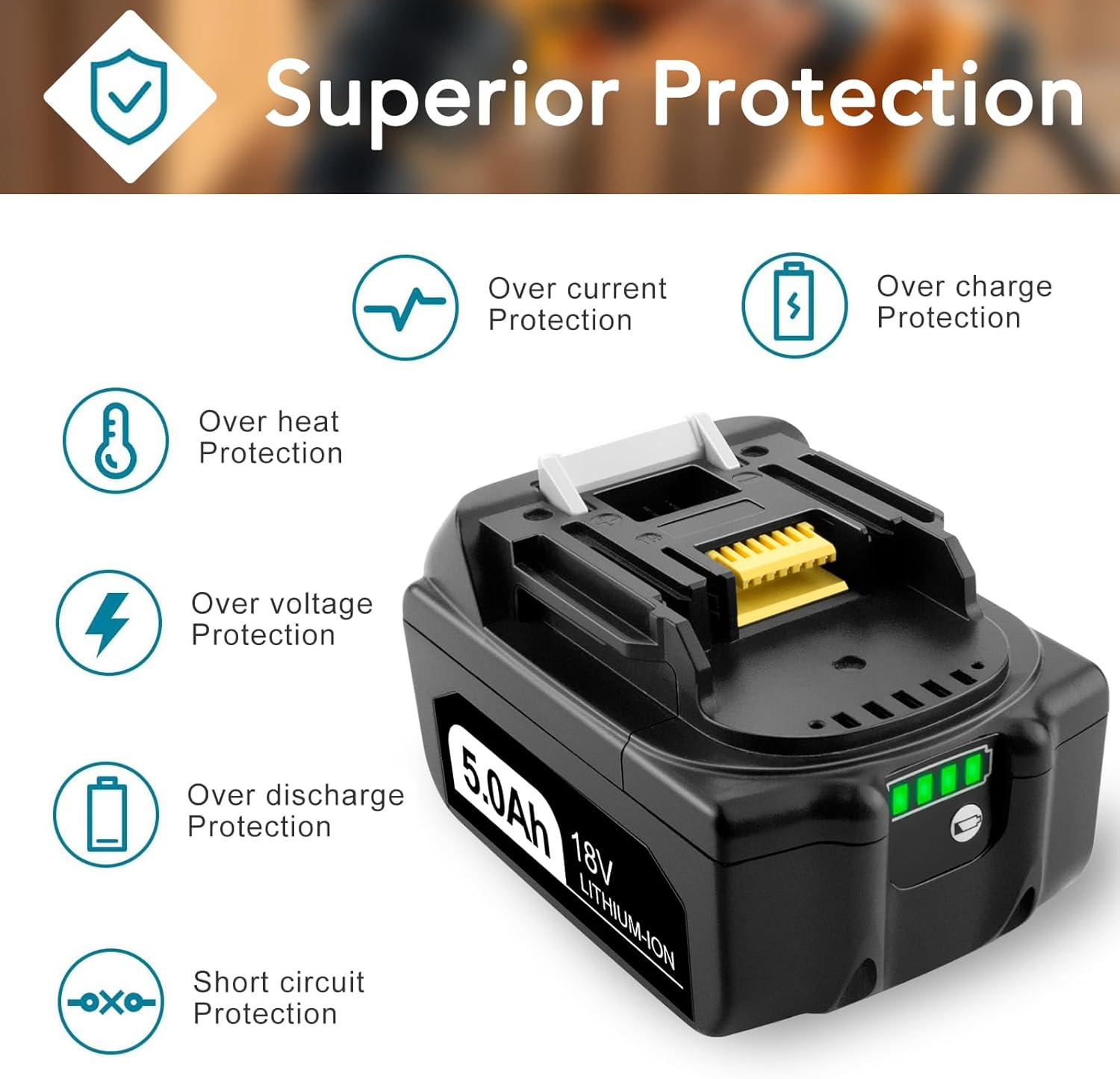 2 Pack BL1850B 18 Volt 5.0Ah Batteries Replacement for Makita 18v Battery