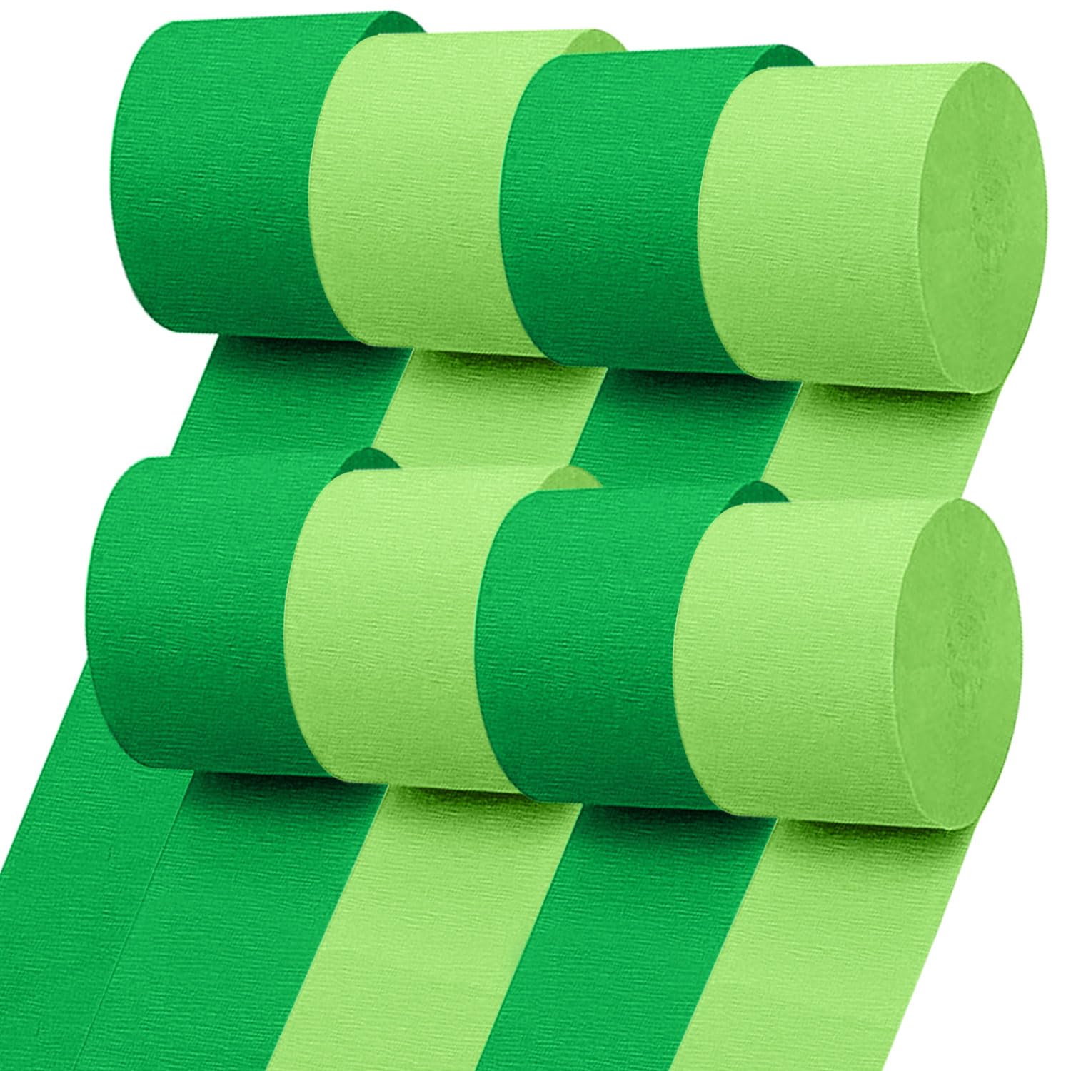 8 Rolls Crepe Paper Streamers 1.8 Inch x 82 Ft/Roll Light Green and Grass Green Party Streamers for Birthday Wedding Baby Bridal Shower Decorations