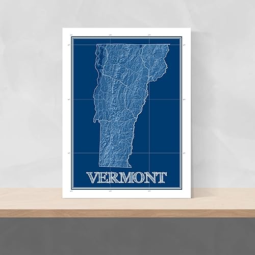 Miniatura 3 de Vermont Map Print, Blueprint Wall Art Poster, VT Decor, US State Maps