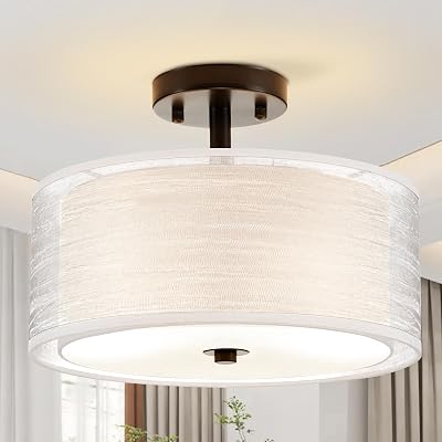 12In Ceiling Light,3-Light Semi Flush Mount Ceiling Light for Bedroom,Foyer