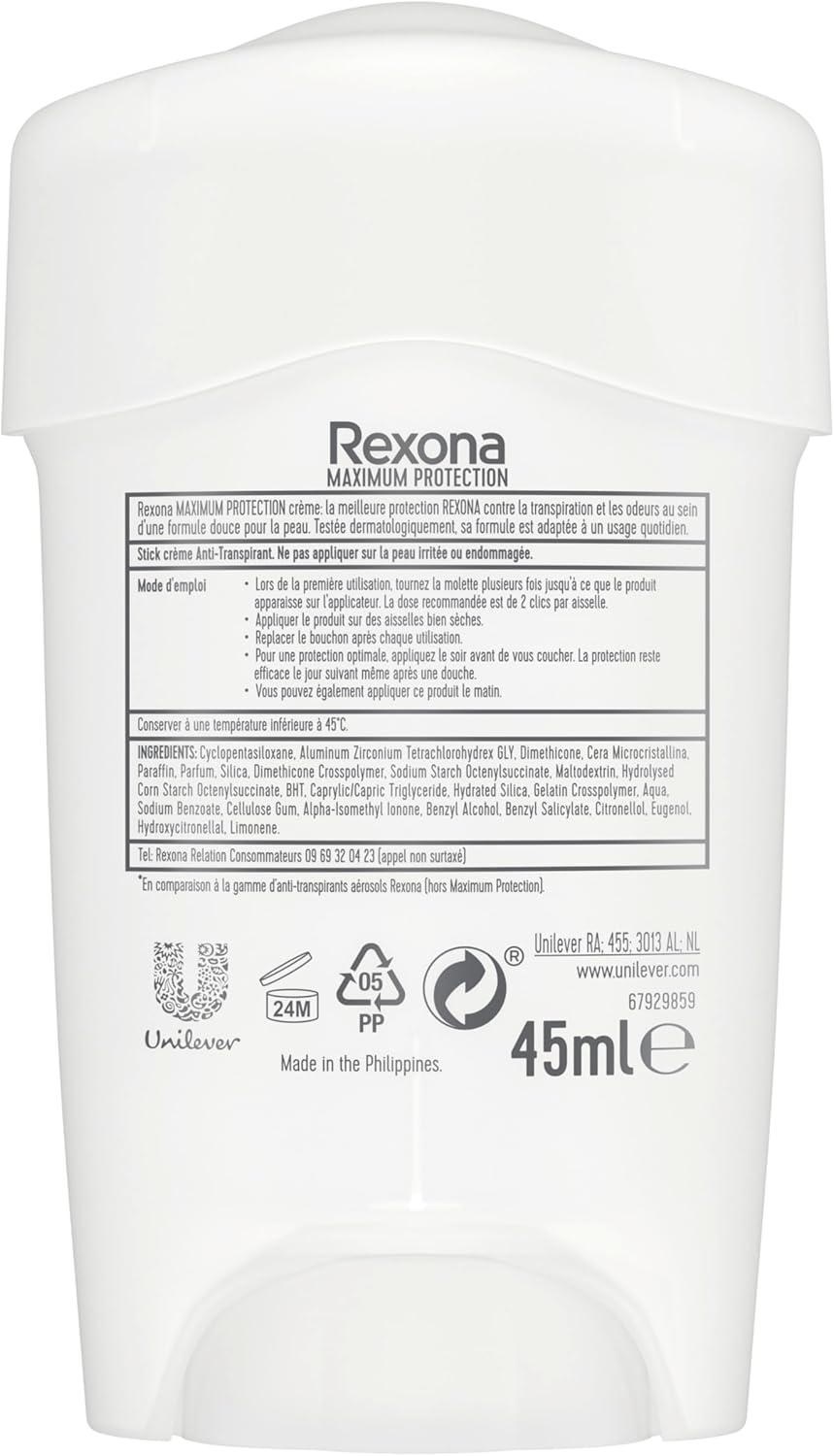 Rexona Déodorant Femme Stick Anti-Transpirant - 3x Plus Efficace - Protection 96h - Douceur & Parfum Frais - 45ml - Image détaillée