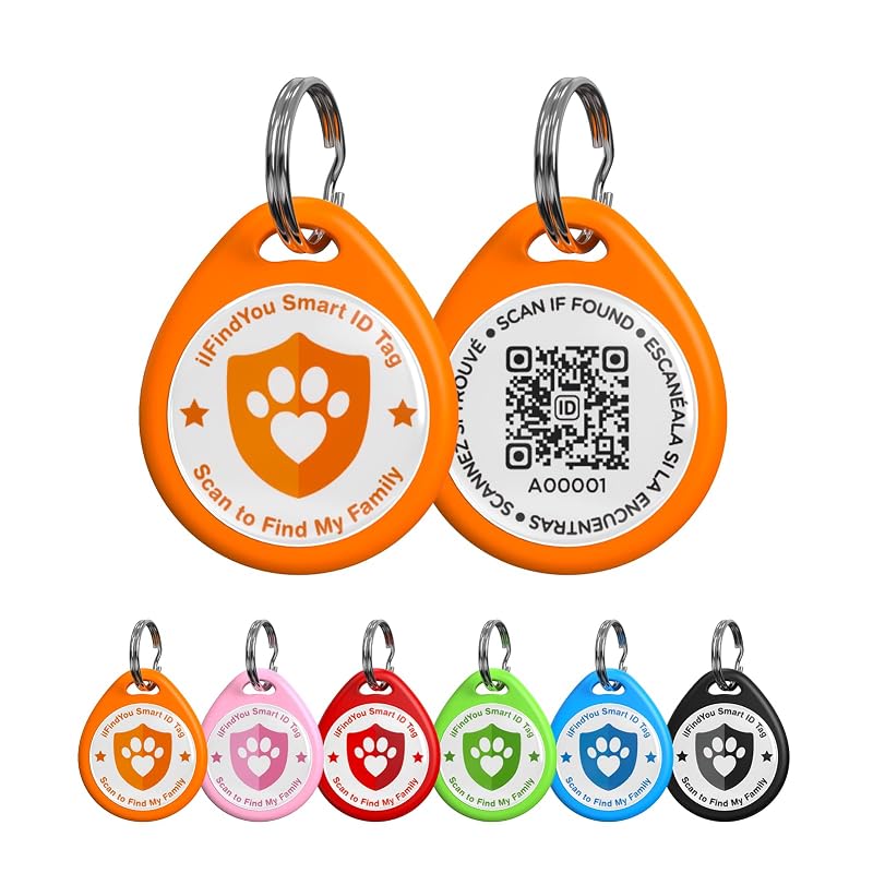 Plaquinha de Identificação para Pets com QR Code ILFINDYOU, Orange, 1 unidade
