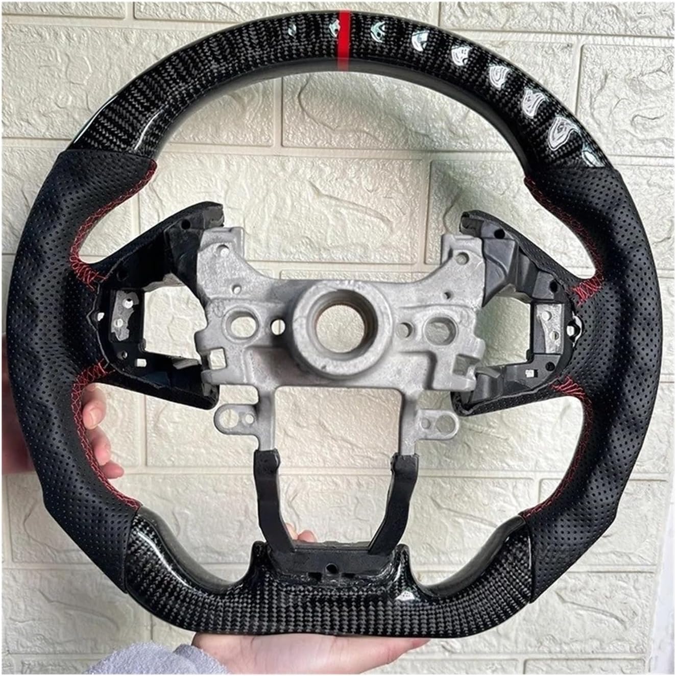 Real Carbon Fiber Steering Wheel Compatible For Honda Civic 10th FK FC 2016 2017 2018 2019 2020 2021 Perforated Leather Car Accessories