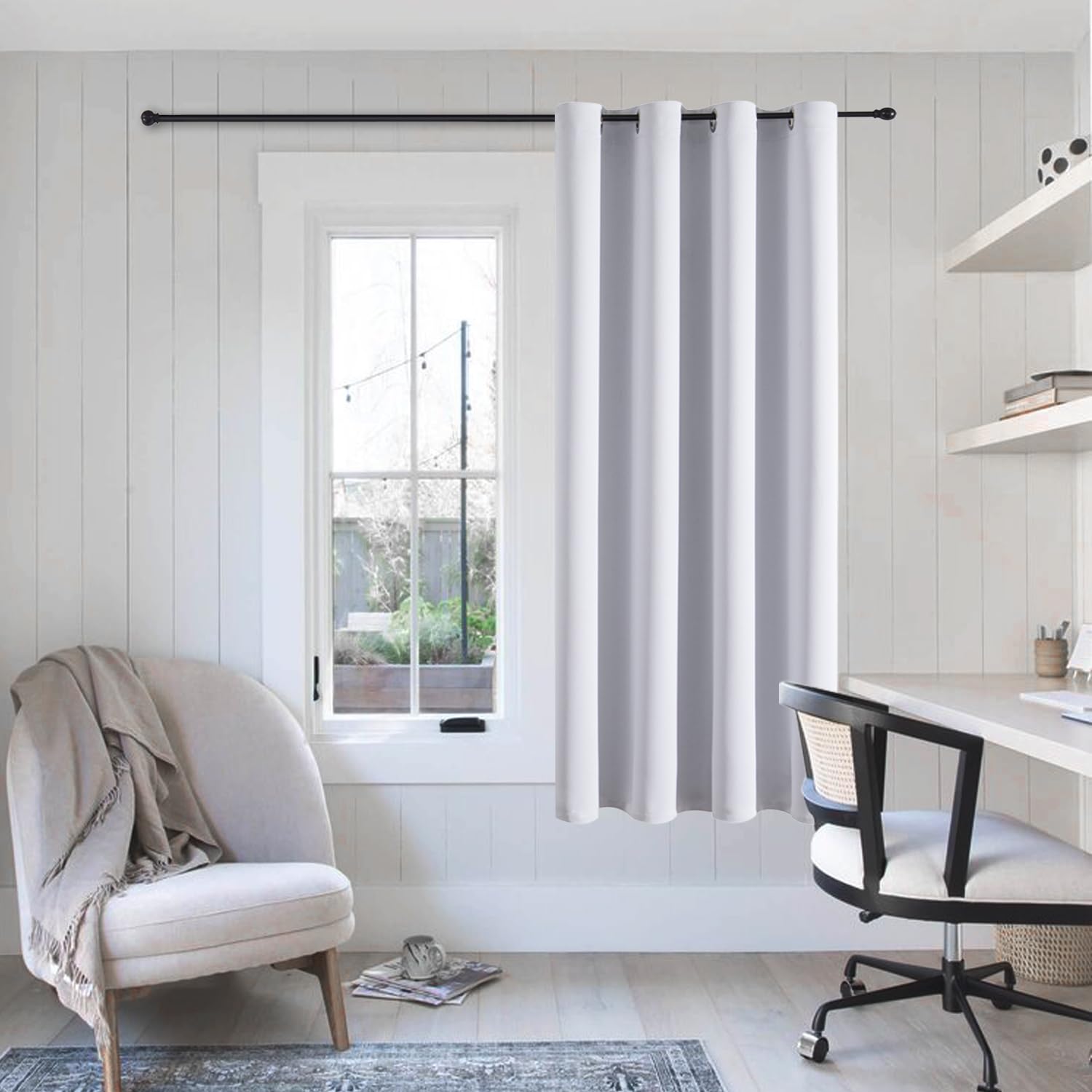 ChrisDowa Grommet Blackout Curtains for Bedroom - Thermal Insulated Room Darkening Curtains for Living Room (1 Panel Set, Greyish White, 52W x 54L)