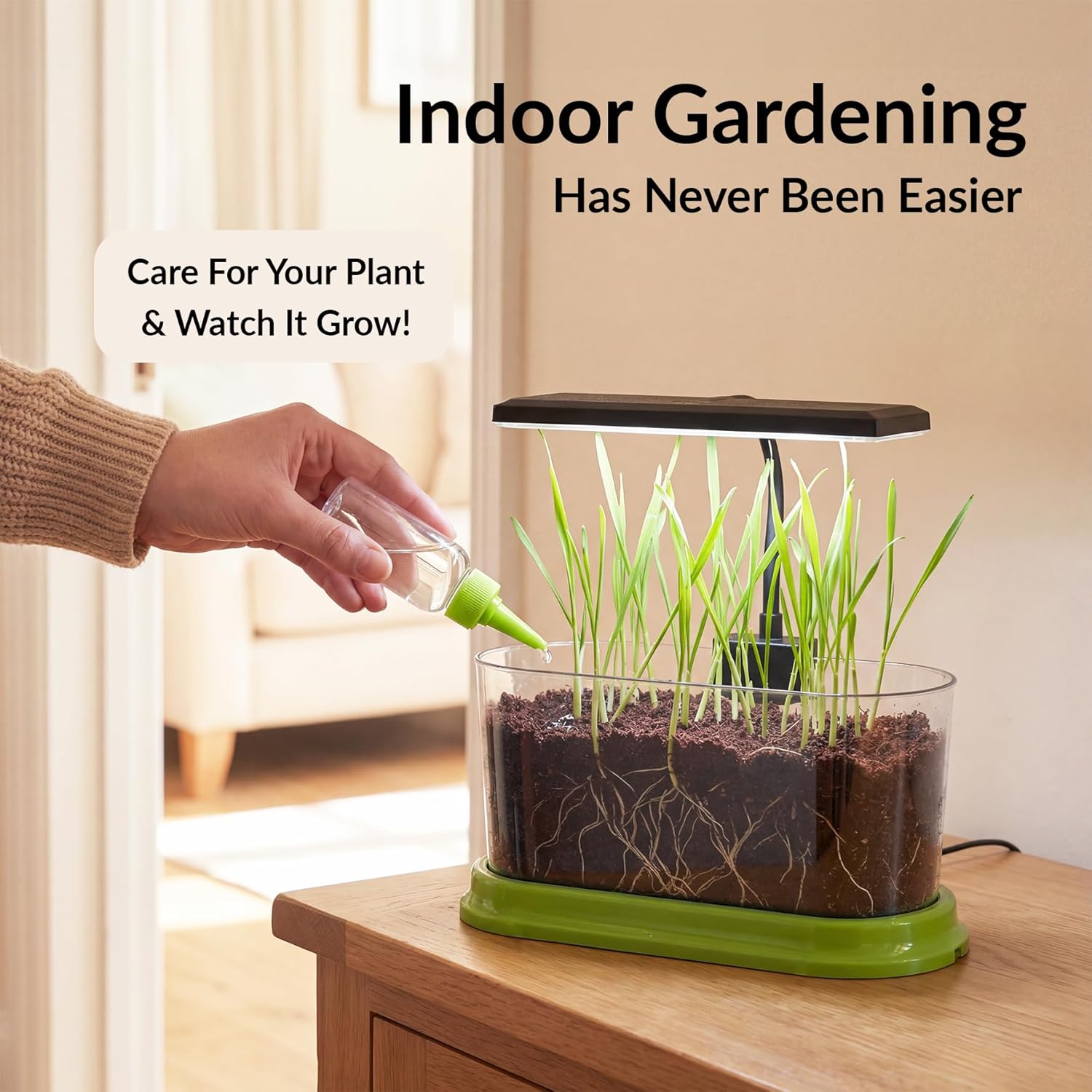 Plant Growing Kit with LED Grow Light & Root Viewing Window, Indoor Garden Kit for Beginners, Vegetable & Herb Garden, Indoor Gardening System, Soil & Seed Starter Germination Kit, Grow Your Own Plant