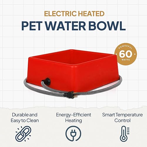Miniatura 2 de Farm Innovators Recipiente de agua eléctrico para mascotas de 1.25 galones y 60 W con control termostático y protector de cordón antimasticación,