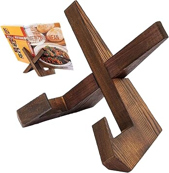 Recipe Book Stand,Wooden Cook Books for Display Stand,Cook Book Stands for Kitchen,Reading Hands Free Stand Cookery Book Stand for Cooking Kitchen,Portable Foldable Rustic Recipe Book Holder