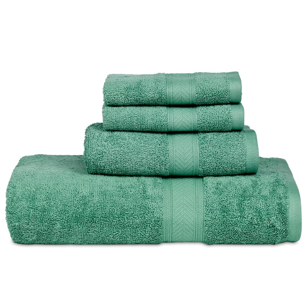 Casa Lino Juego de toallas de baño de 4 piezas | 1 toalla de baño, 1 paño de lavado, 2 toallas de mano | Esenciales de baño para el nuevo hogar, toallas de lujo 100% algodón X GSM, juego de baño