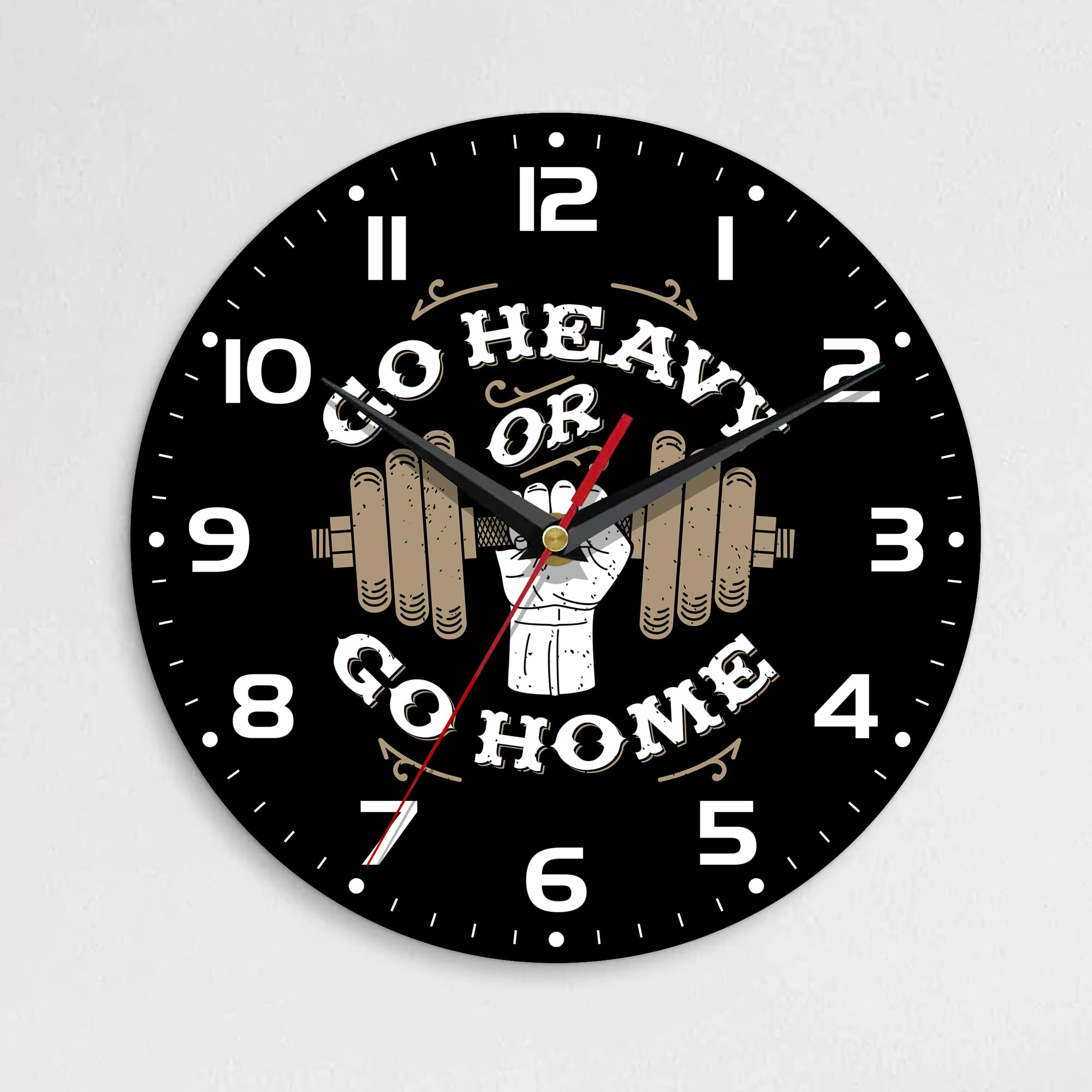 Photo 1 of ENUIEO Wall Clock, 10 Inch Silent Non-Ticking Home Kitchen Decor, Battery Operated for Bathroom Bedroom Living Room Office(Gym Quotes)