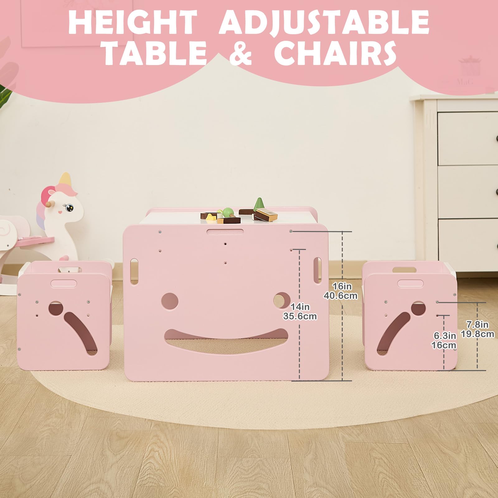 Bureau Enfant FUNLIO Montessori Table Enfant Avec 2 Chaise Pour Bébés De 1 à 3 Ans. Chaise Enfant Ajustables En Hauteur Pour La Lecture, Les Repas Et Le Jeu. Facile à Assembler