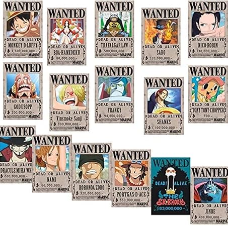 One Piece Wanted Posters For Dzhjkio New Edition Luffy 1 5 Billion 16pcs Posters Prints Amazon Com