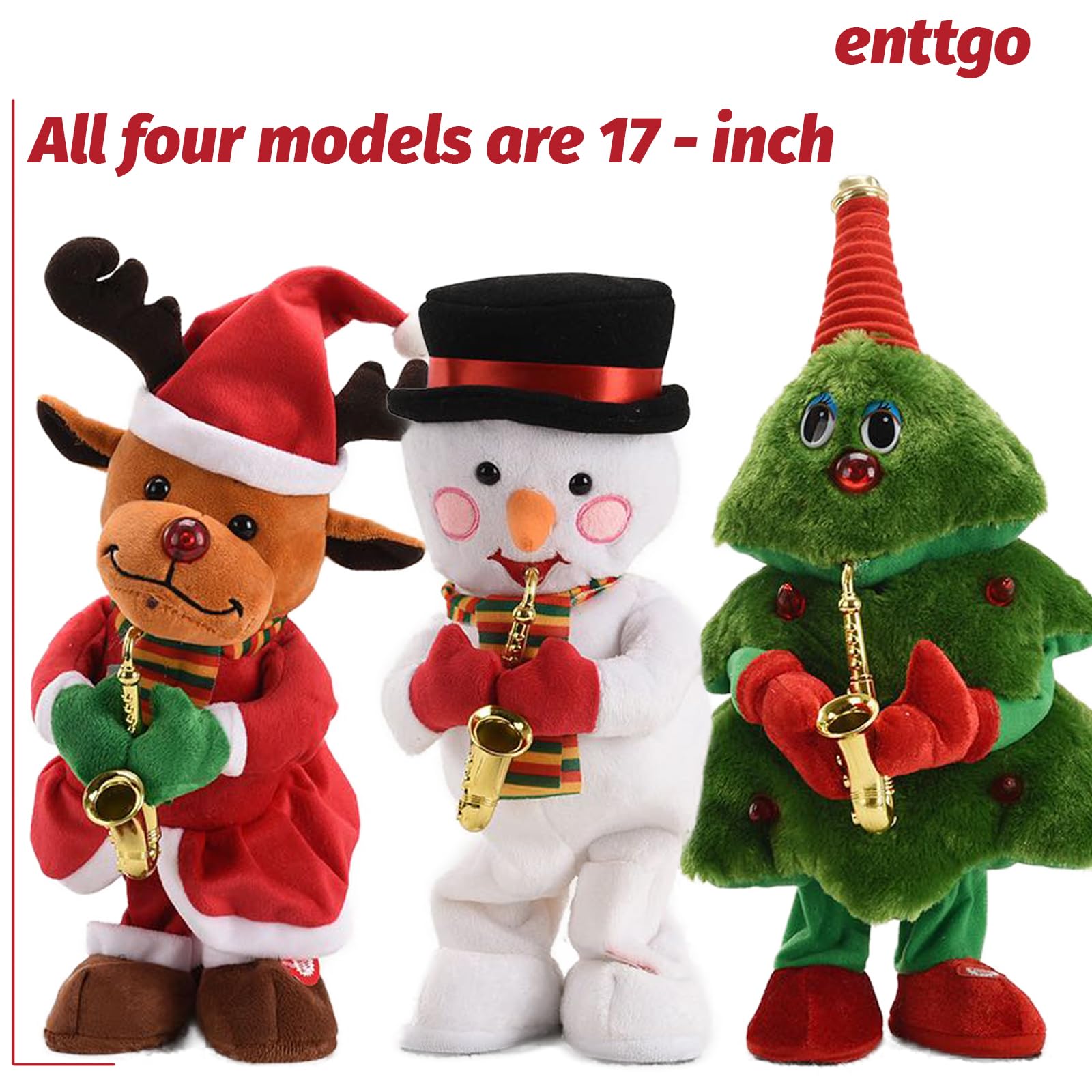 Enttgo 17-inch Singing Dancing Christmas Guitar Stuffed Plush Toy - Animated Table Cute Decoration