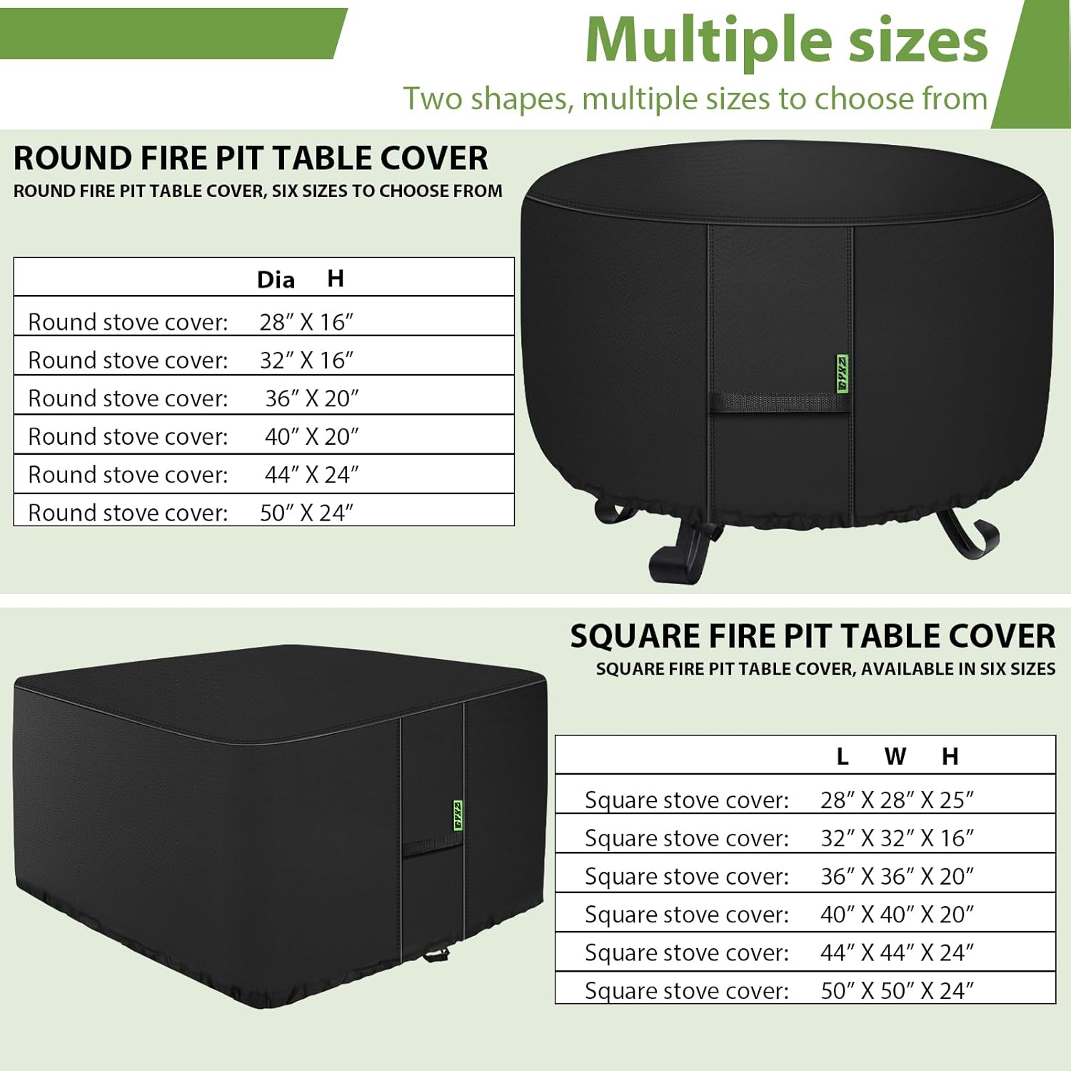 Fire Pit Cover Square ( 36”L x 36”W x 20”H ) Heavy Duty 600D Polyester with PVC Coating Material, Weather Resistant and Waterproof, Fire Pit/Bowl Cover, Black - Image 5