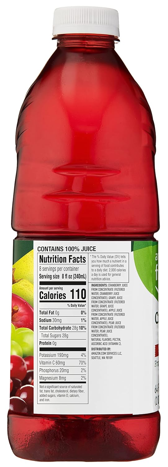 Amazon Fresh, Cranberry Blend Juice from Concentrate, 64 Fl Oz Bottle (Pack of 2) - Image 2