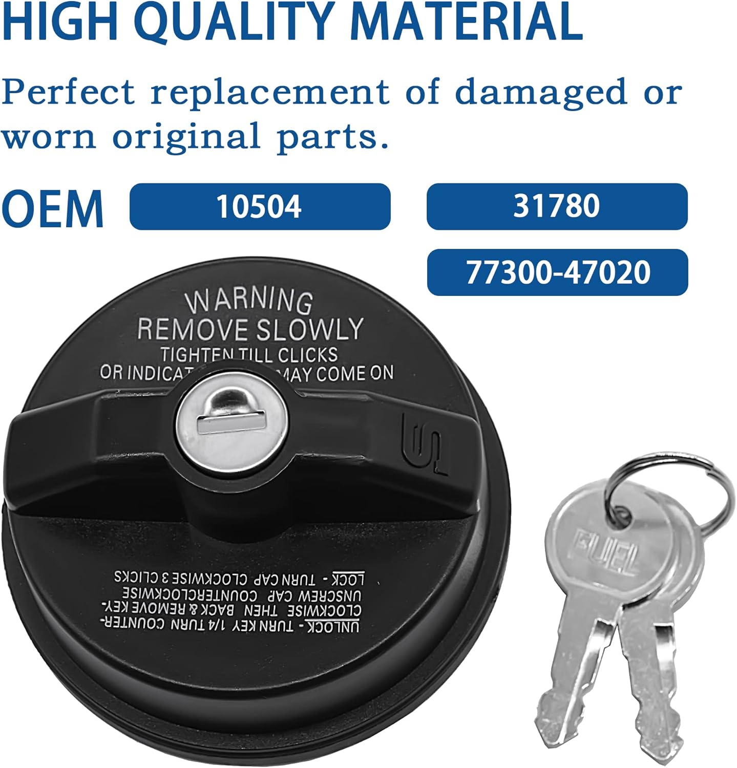 Locking Gas Cap Fuel Cap Compatible with Toyota 4Runner, FJ Cruiser, Tacoma, Tundra, Chevy Camaro, Honda CRV, Infiniti, Isuzu, Mazda, Cadillac,GMC, More, Replaces# 77300-47020, 10504