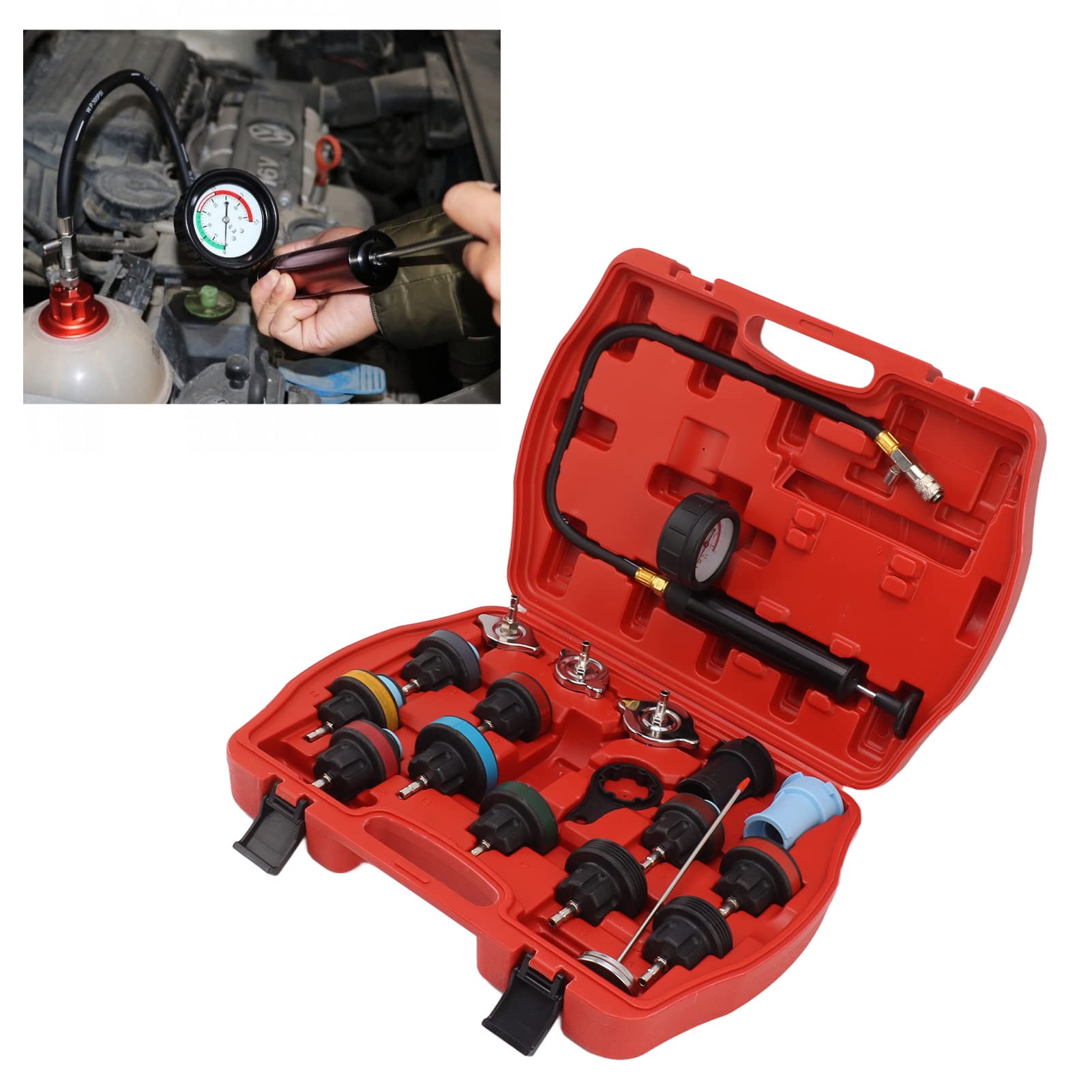 Kit de comprobador de presión del radiador, comprobador de presión del Sistema de refrigeración fácil de Transportar para SAAB