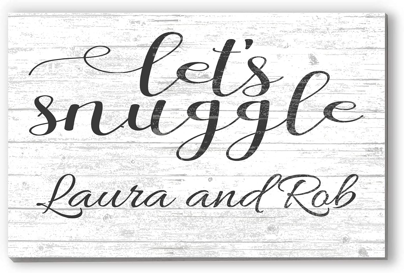 Broad Bay Let's Snuggle Sign Custom Wedding or Anniversary Couples Gift Idea - Solid Wood - 16.5 x 10.5in