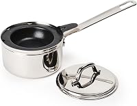 RSVP Endurance Single Egg Poacher Set - Nonstick Insert, Stainless Steel Pan & Lid for Perfect Poached Eggs, Dishwasher Safe