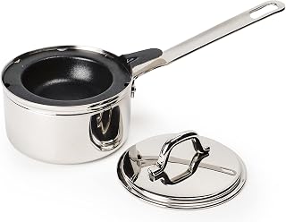 RSVP Endurance Single Egg Poacher Set - Nonstick Insert, Stainless Steel Pan & Lid for Perfect Poached Eggs, Dishwasher Safe