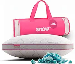 Travesseiro Ajustável - I wanna sleep - Snow®, flocos de espuma removíveis para controle da altura, ideal para dores na coluna, altura perfeita, alívio de pressão, tecido em bambu respirável