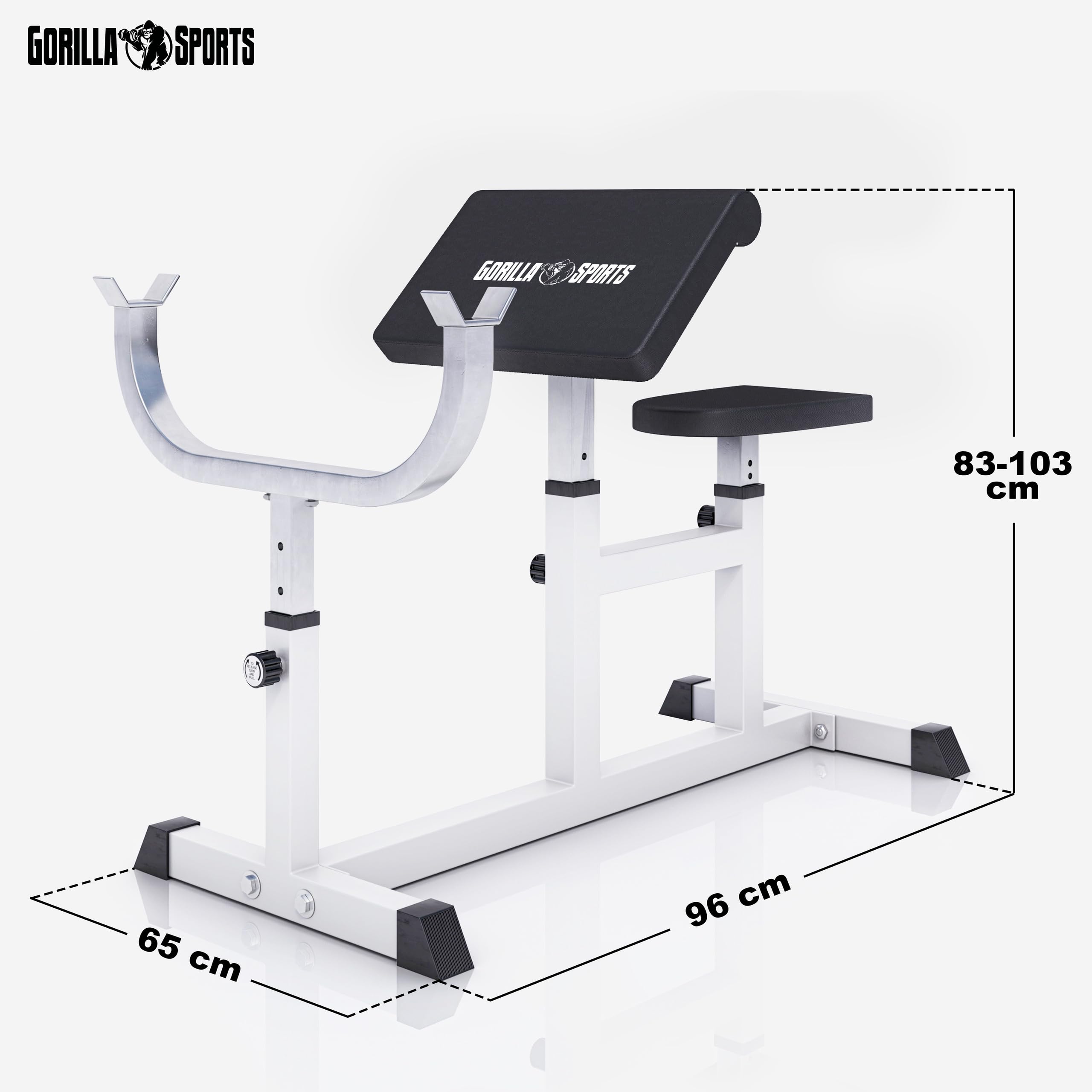 GORILLA SPORTS® Banc de Musculation pour Biceps - Réglable, Charge Max. 200 kg - Curl, Entraînement, Triceps, Preacher, Équipement de Fitness, Gym, Sport