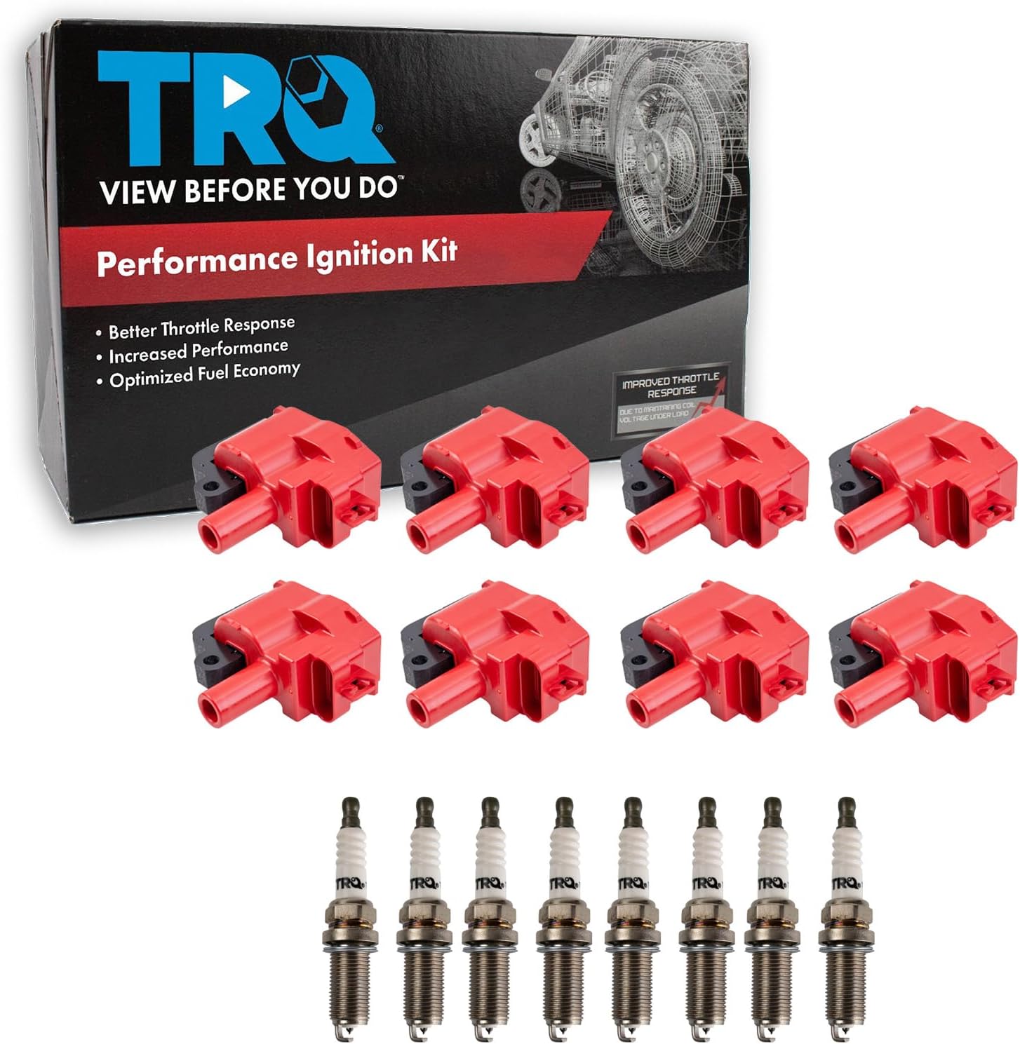 TRQ Ignition Coil and Spark Plug Kit 16 Piece Compatible with 1998 Chevrolet Camaro 1998 Pontiac Firebird
