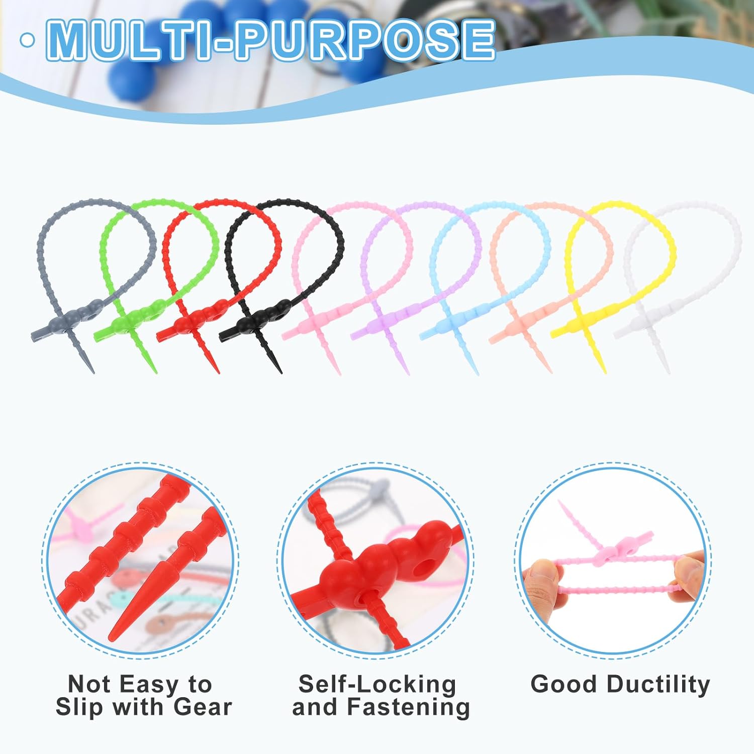 uxcell 30Pcs 10" Silicone Cable Ties, Reusable Zip Ties Strips Twist Tie, Cable Cord Wraps Management Organizer for Home Office Kitchen Food Bag, Mixed Colors