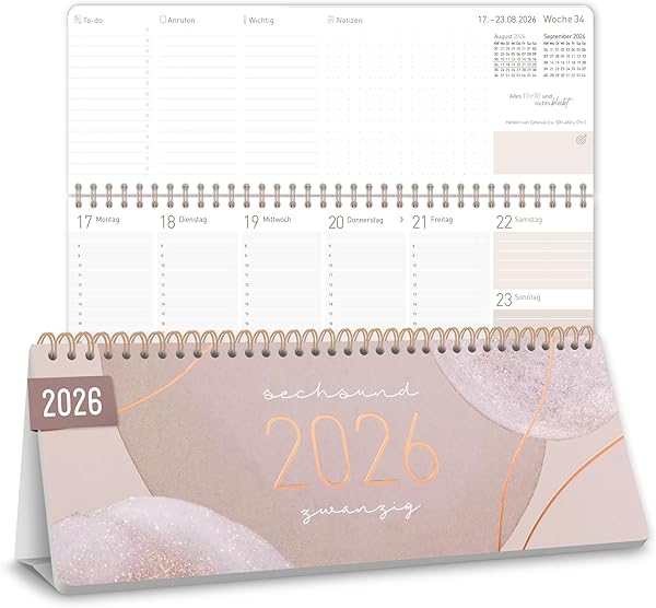 Häfft Wochen-Tischkalender 2026 in Soft Beige