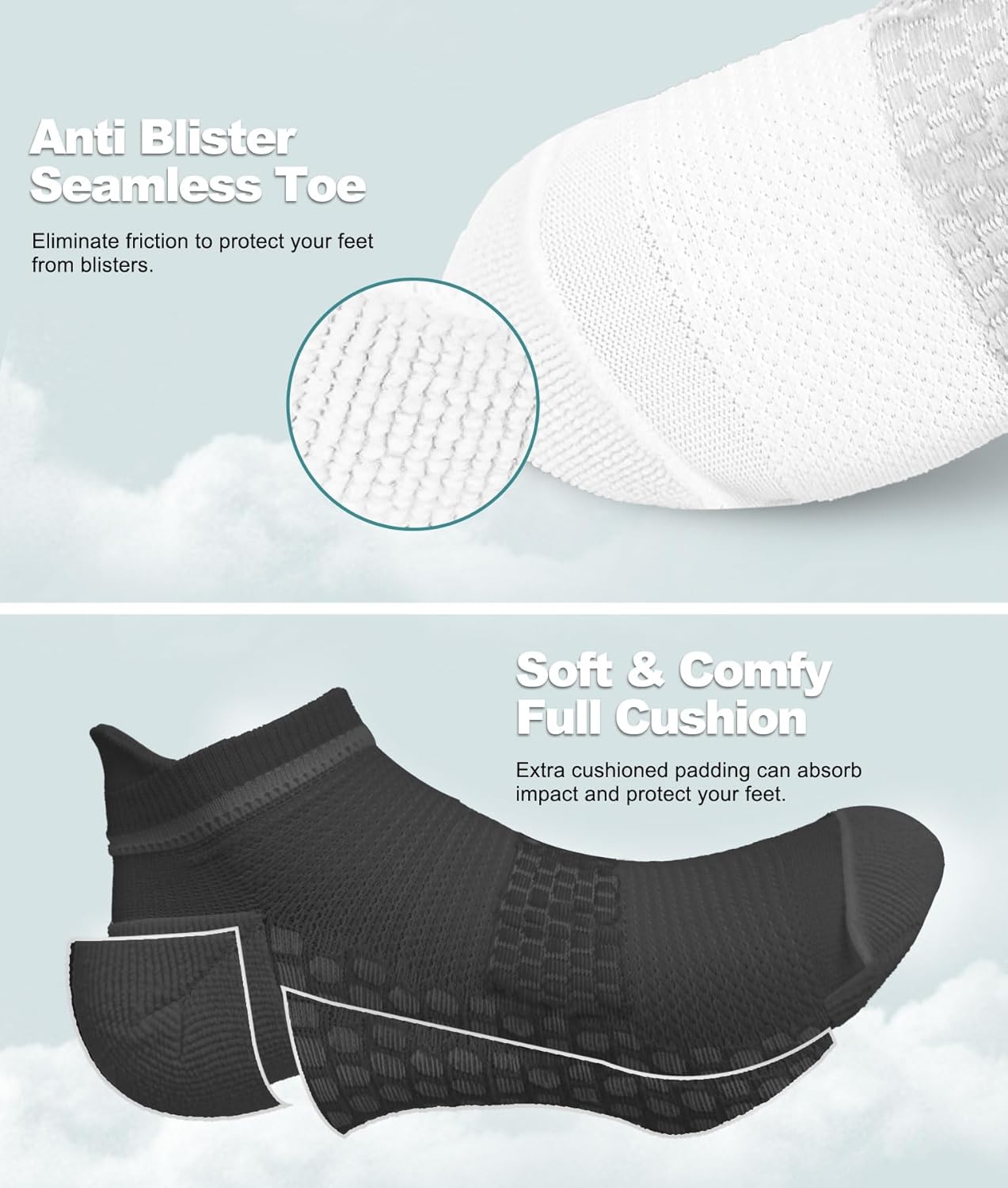 ACTINPUT Cushioned Compression Socks for Women 7 Pairs,Ankle Running Socks with Heel Tab, Anti-Blister Low Cut Athletic Socks - Image 6