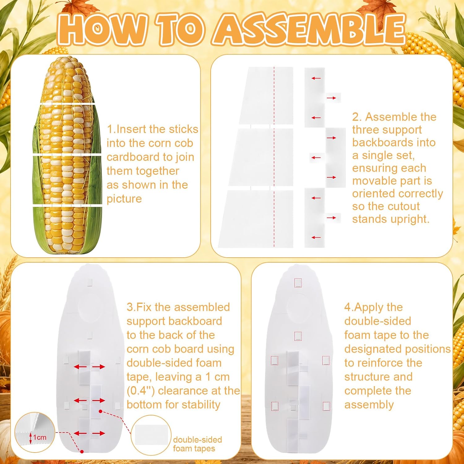 5.38 ft Life Size Corn Cob Corrugated Plastic Standee Cutout