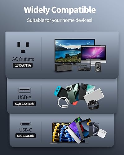 Miniatura 8 de Protector contra sobretensiones de regleta de alimentación 24 salidas de CA (1875 W15 A) con 6 USB y 24 salidas de CA (1875 W15 A) con 6 USB