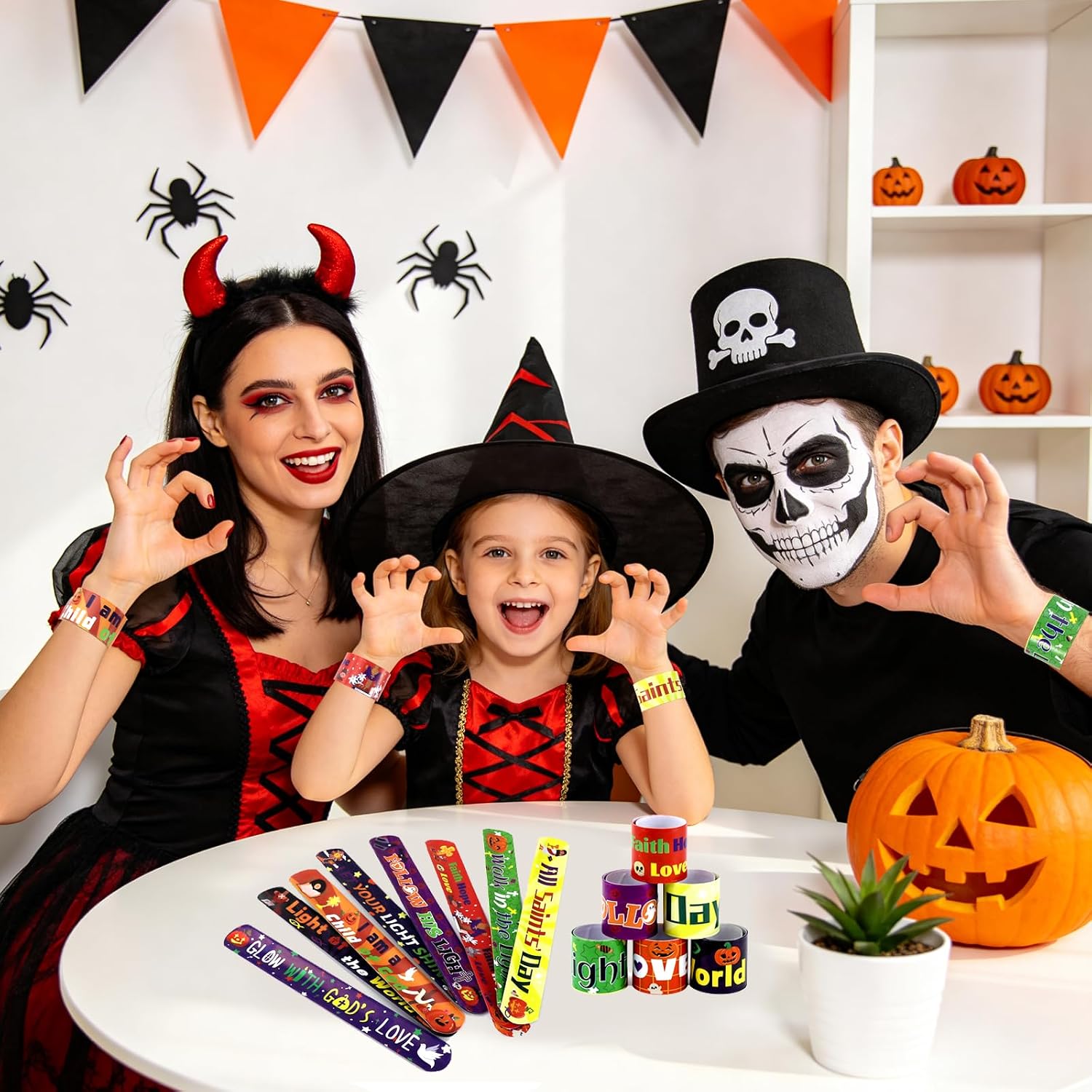 100-Pack Christian Halloween Slap Bracelets Bulk Religious Party Favors
