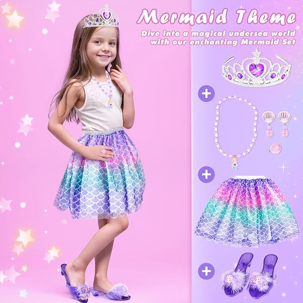Dreamon Chaussures Princesse Fille, Deguisement Princesse Fille Robe 3 4 5 6 Ans Cadeaux d'halloween Et de Noël pour Les Enfants - 3
