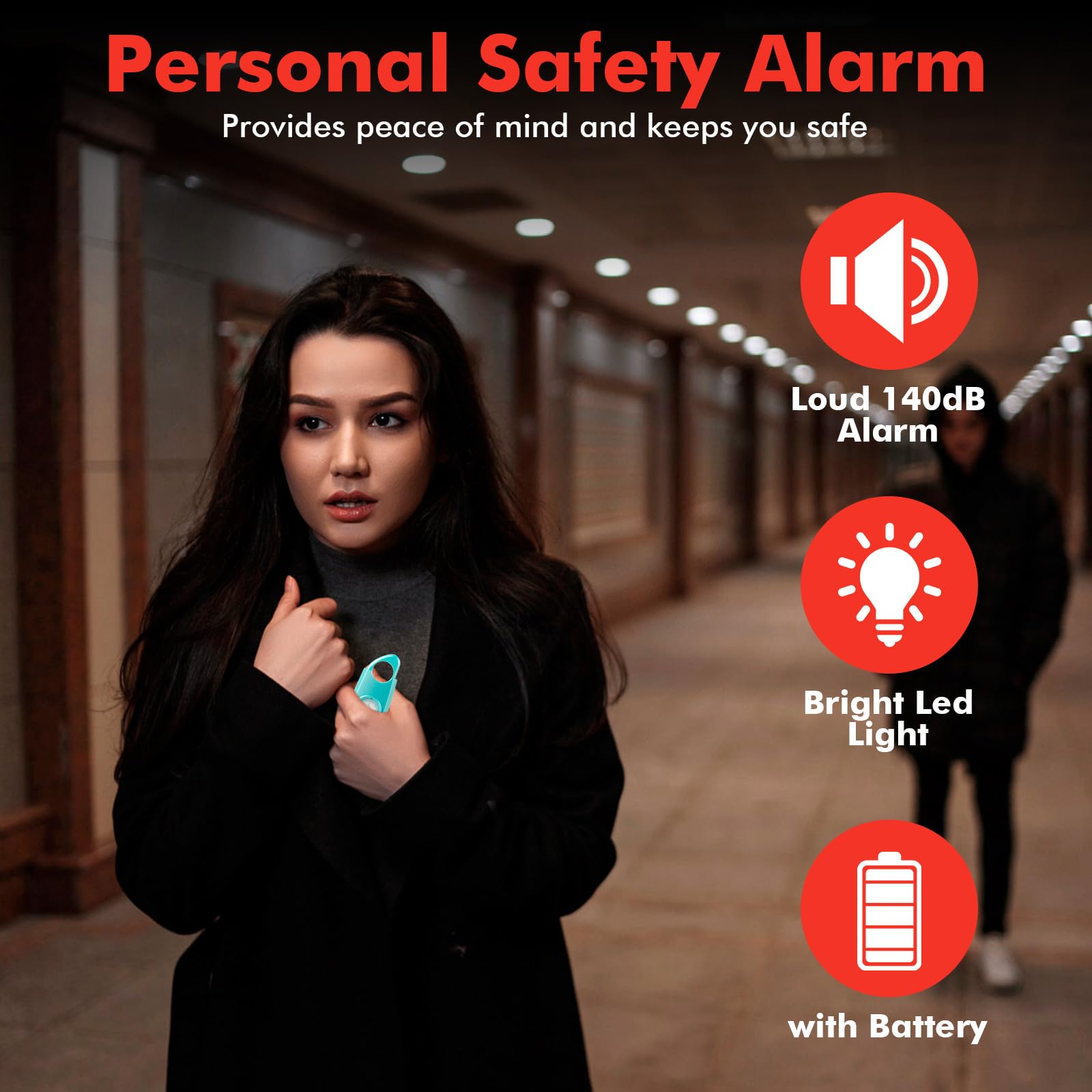 Fuers Personal Alarms for Women 2Pcs Safety Keychain Personal Alarm with 140dB Loud Security Siren with Strobe Light - Image 2