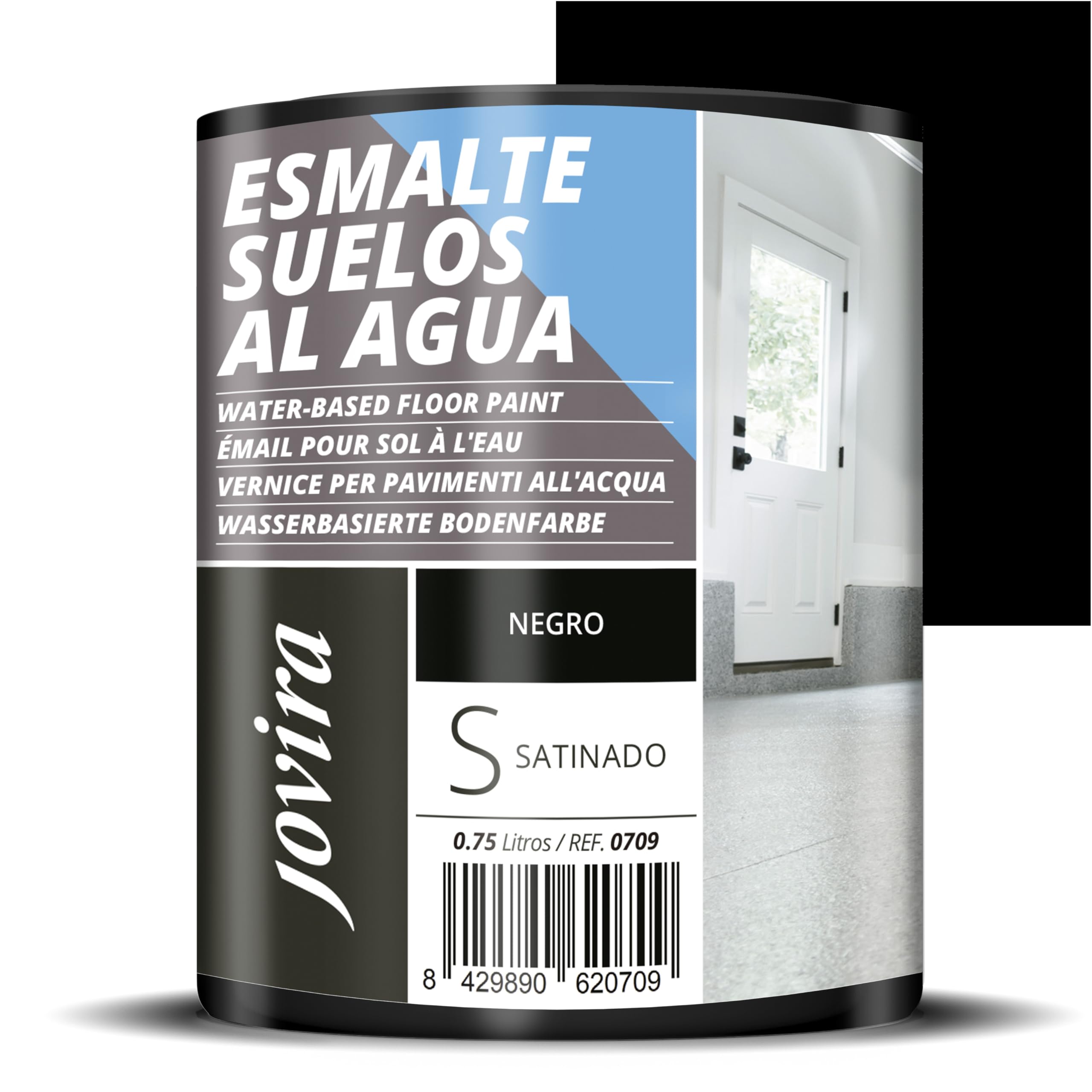 JOVIRA PINTURAS Smalto per pavimenti con acqua. Specialmente per i pavimenti di garage, magazzini, palestre, lavanderie, campi da gioco, campi sportivi, ecc. (750 Millilitri, Nero)