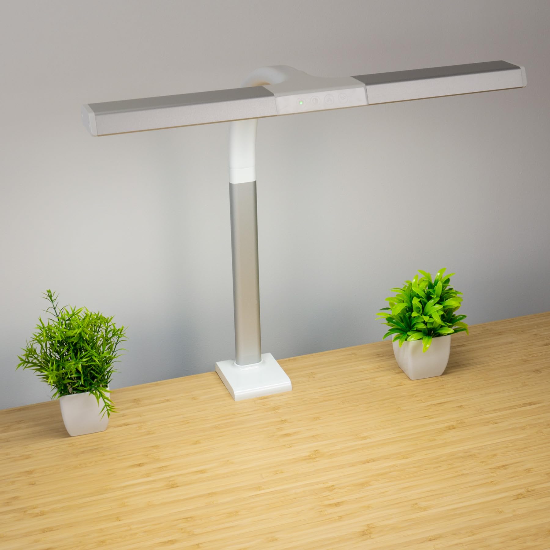 FeinTech Lampe de Bureau Pince LED 50 cm Blanc-argent LTL00310E