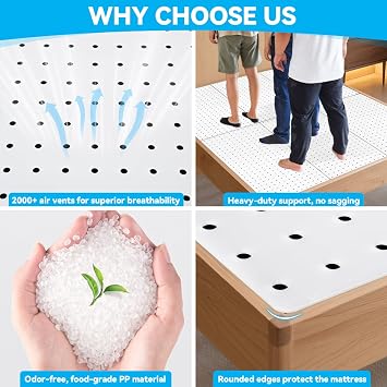 Premium Bunkie Board for Queen Size Bed Frame,Breathable, Noise Minimizing, Moisture Resistant Bunkieboards Under Mattress to Stop Sagging Mattress-Queen(60x80'')