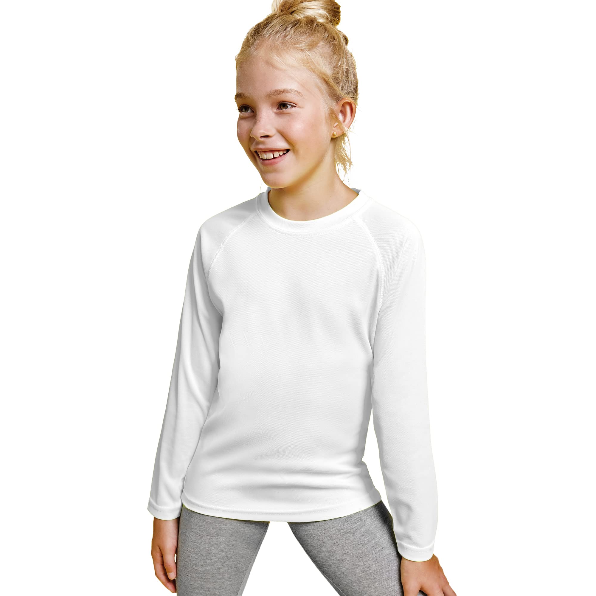 KINKIES Camiseta de Colores Flúor Manga Larga para niñas y niños - Camiseta Deportiva cómoda, Suave, Lisa y Elegante