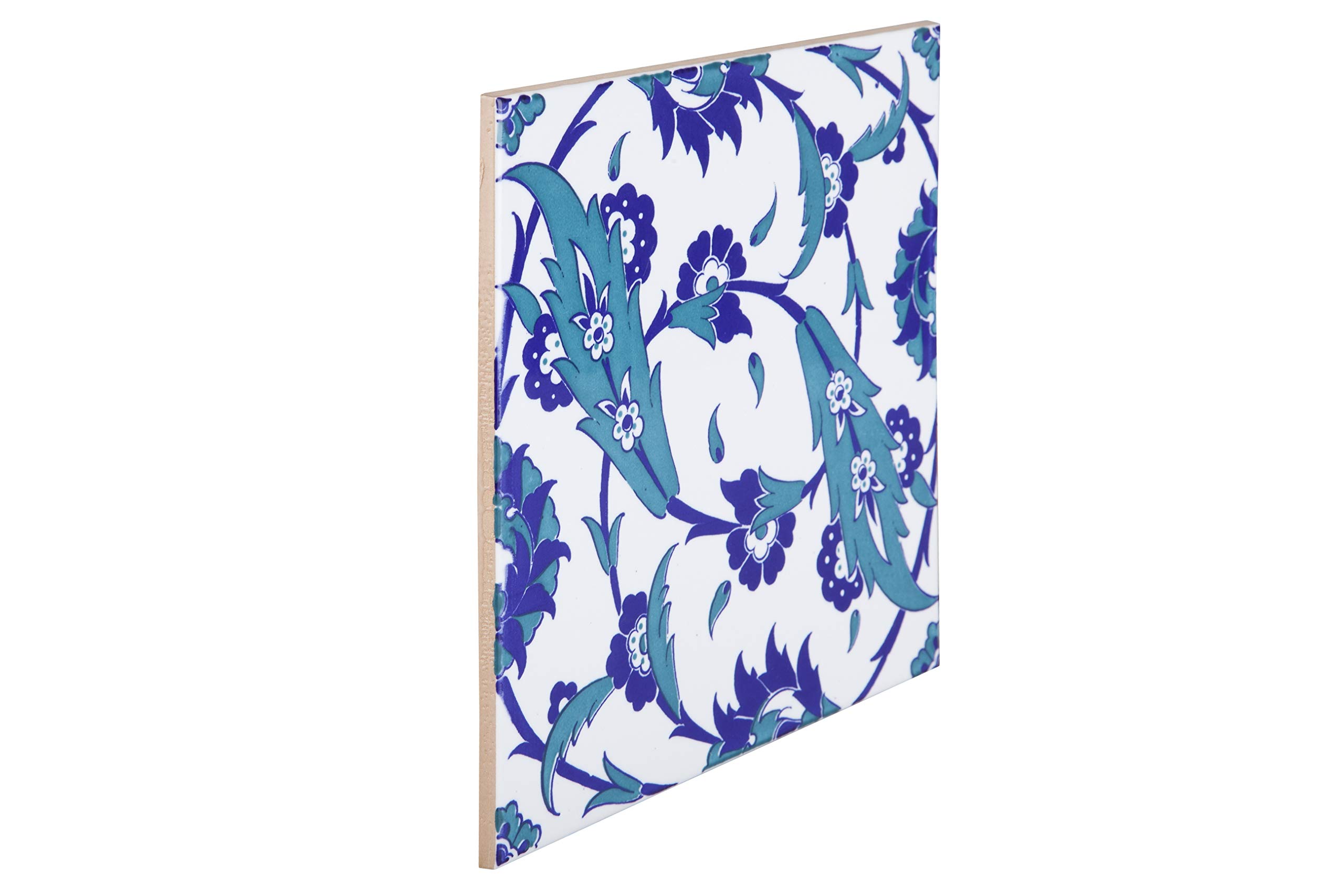 Cerames Esin - Coloridos azulejos turcos, 1 paquete - 0.48m2 (12 piezas), azulejos de cerámica Iznik con patrón, 20x20, ideal para la cocina o el baño.