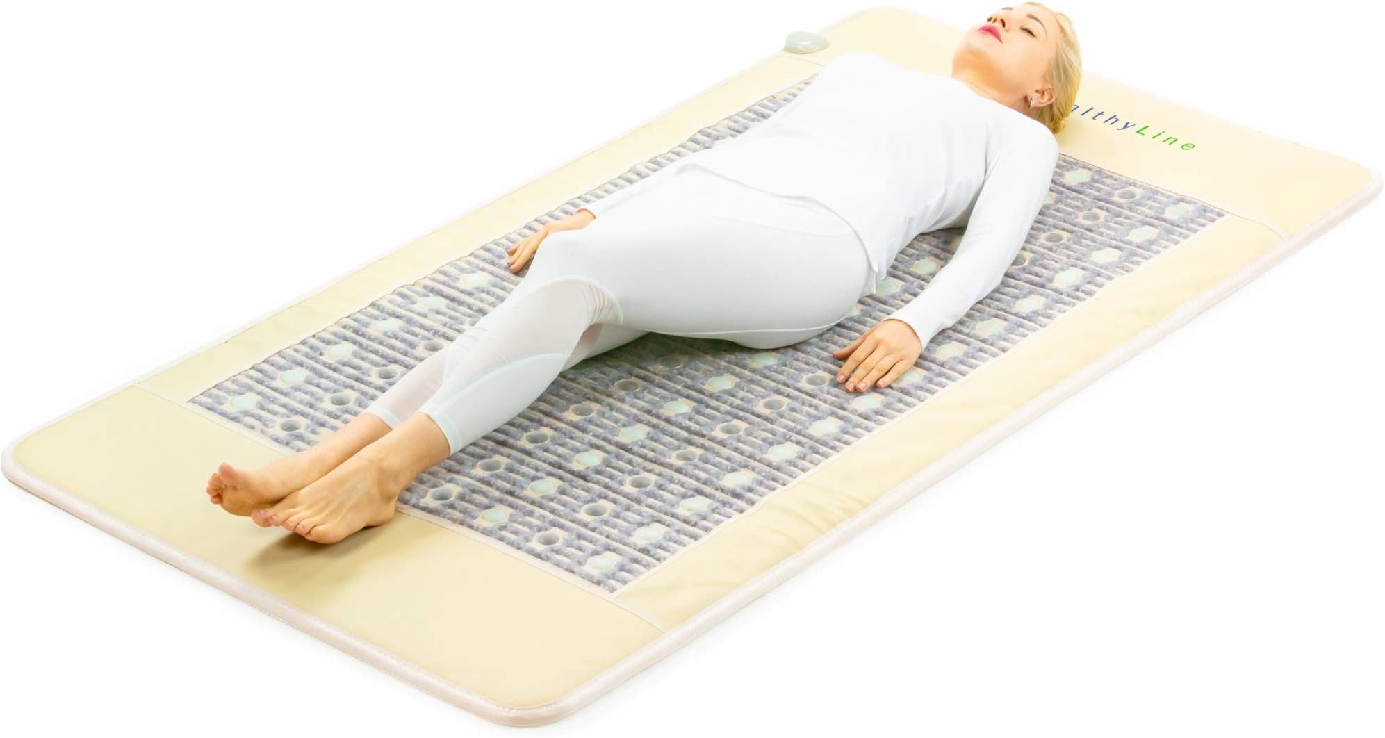 HealthyLine Far Infrared Heating Pad - Comfortable and Flexible SOFT Mat Filled with Amethyst, Tourmaline and Jade Gemstones - Negative Ion Therapy, EMF Blocking Layers - Inframat Pro - 72 x 24 inches
