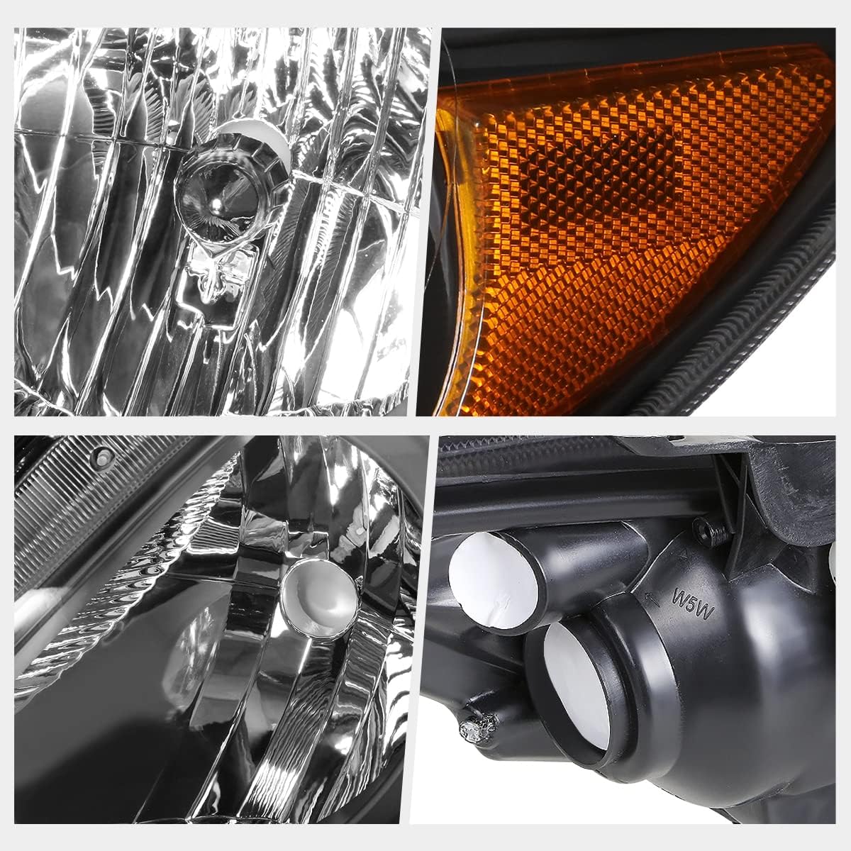 PM PERFORMOTOR Black Housing Amber Corner Headlights Replacement Compatible with 09-10 Corolla, PMHL-TCOR-0910-OH-BA