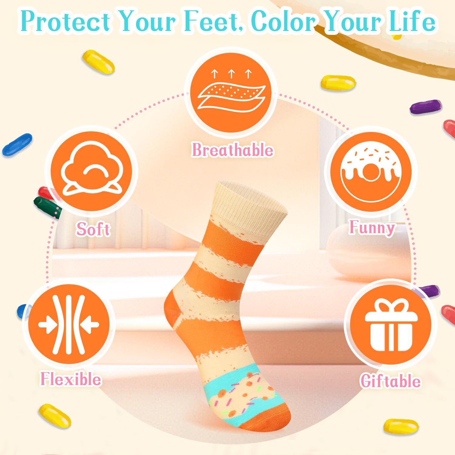 Funny Donut Burger Food Socks Box, Crazy Socks for Women Teen Girls, Birthday Christmas Stocking Stuffers Gag Gifts - Image 4