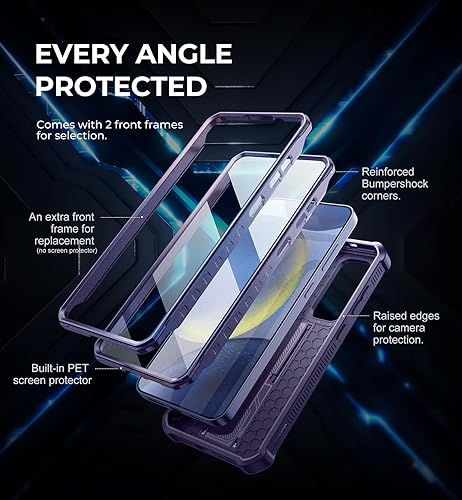 Vista 203 de Dexnor Funda para Samsung Galaxy S24 Plus con cubierta deslizante integrada para cámara, protector de pantalla y soporte, a prueba de golpes, funda