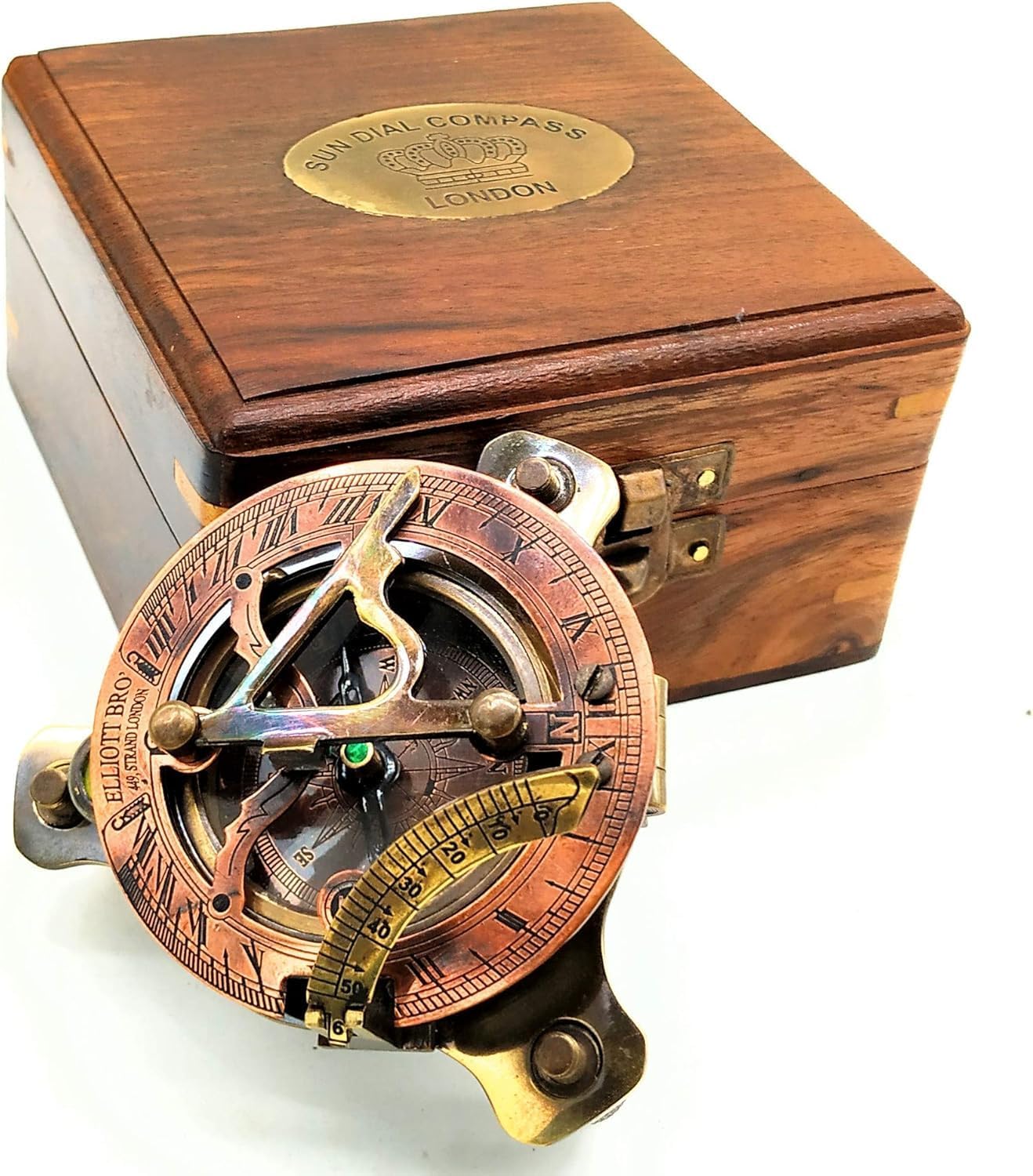 Sundial Compass, Vintage Marine West London Antique 2.5" Brass Sundials Compass Nautical Decor Big Brass Triangle Sundial Compasses with Adjustable Screw Legs Gifts