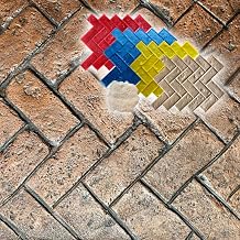 Vintage Herringbone Brick Concrete Stamps Set of 5 Made in USA 32.75" x 26" Durable Polyurethane Rigid & Flexible Forms for Driveways, Walkways and Patios SM 4100/S-5
